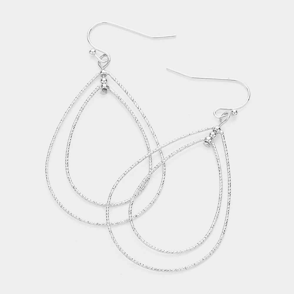 Madeline Love Rhodium Brass Metal Open Metal Double Teardrop Dangle Earrings