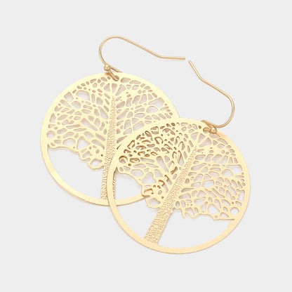 Madeline Love Matte gold Filigree Tree of Life Dangle Earrings