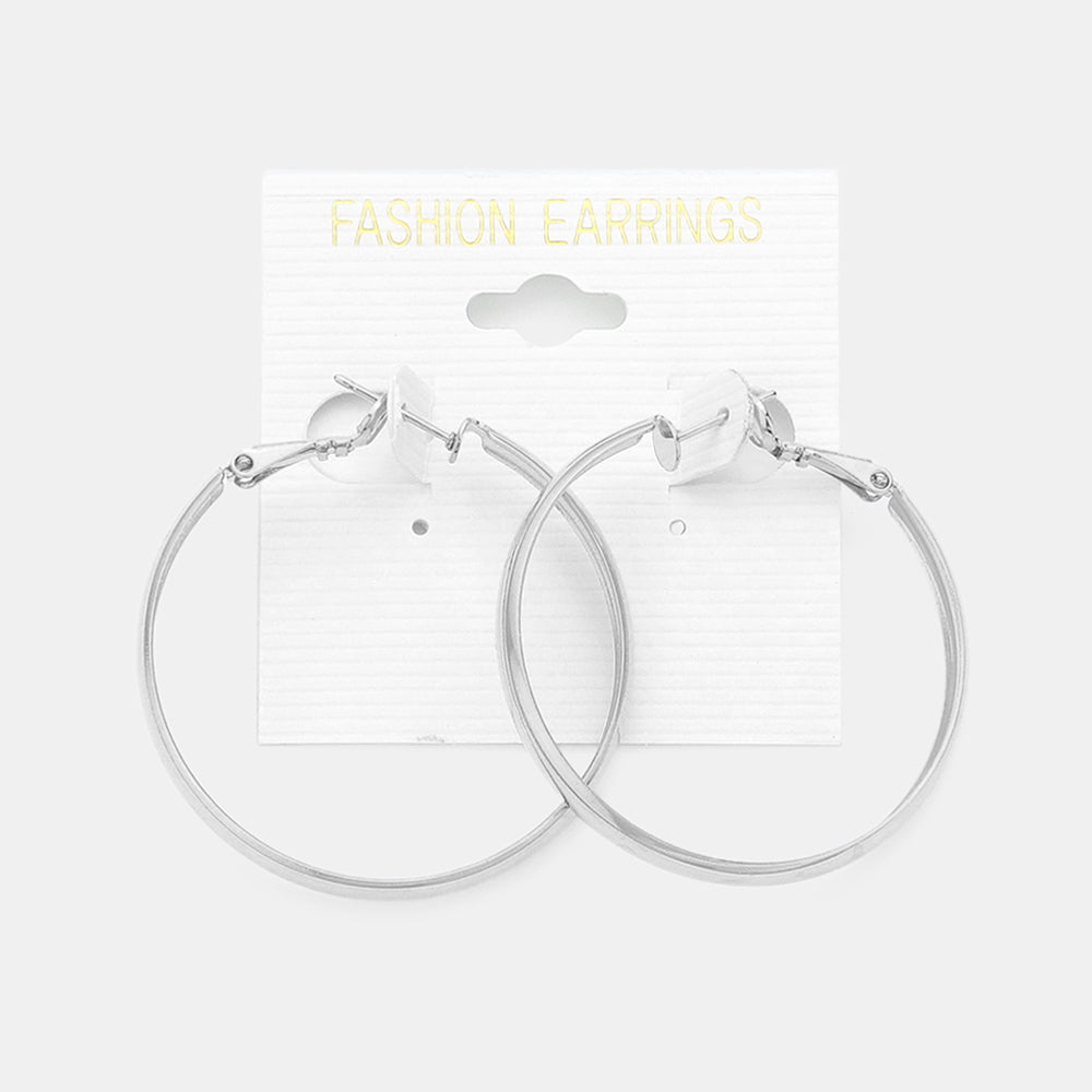Madeline Love Silver 1.6 Inch Metal Hoop Earrings