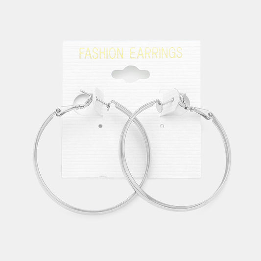 Madeline Love Silver 1.6 Inch Metal Hoop Earrings