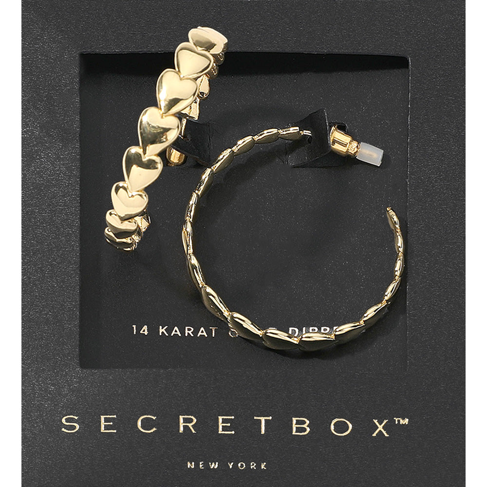 SECRET BOX_14K Gold Dipped Heart Hoop Earrings