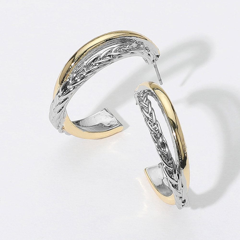 Madeline Love Two Tone 14K Gold Plated Crisscross Metal Hoop Earrings