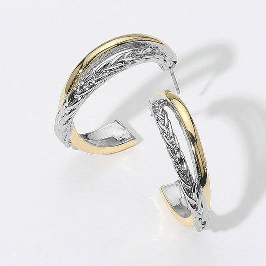 Madeline Love Two Tone 14K Gold Plated Crisscross Metal Hoop Earrings