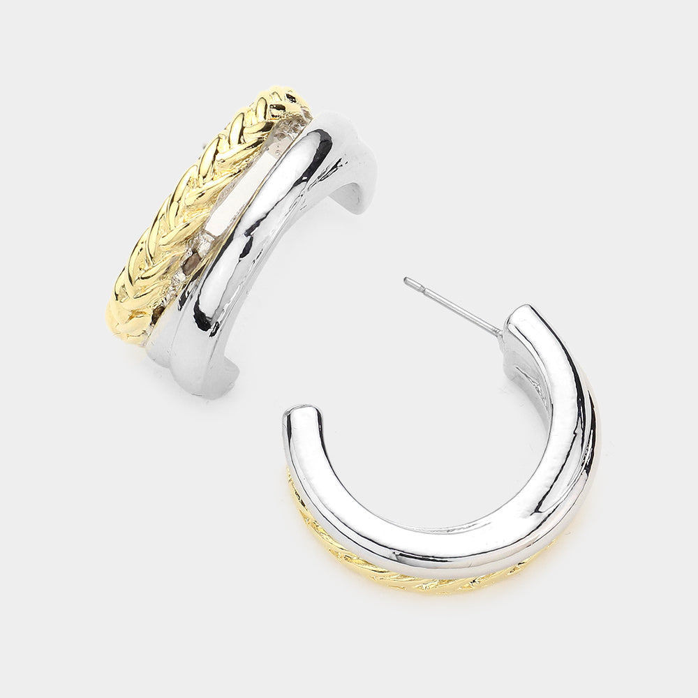 Madeline Love Two Tone Two Tone Metal Hoop Earrings