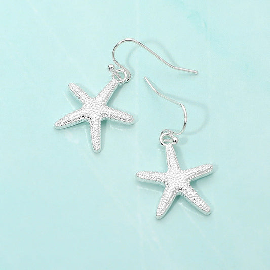 Madeline Love Silver Textured Metal Starfish Dangle Earrings