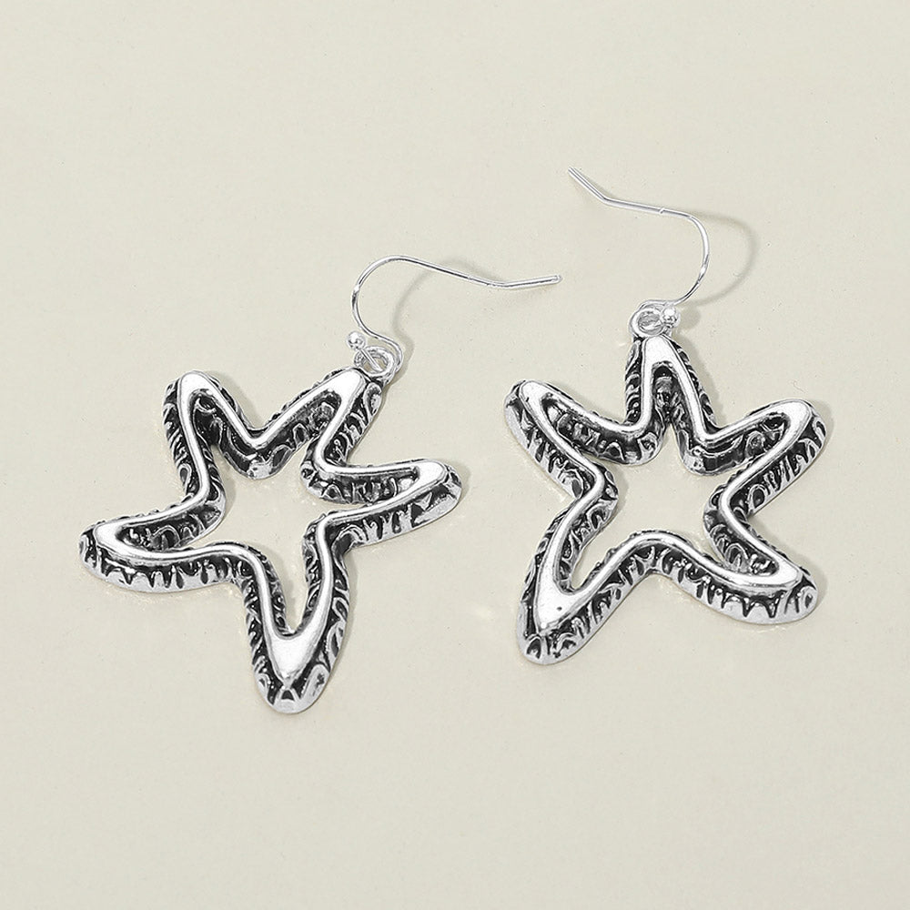 Madeline Love Antique Silver Antique Metal Open Starfish Drop Earrings