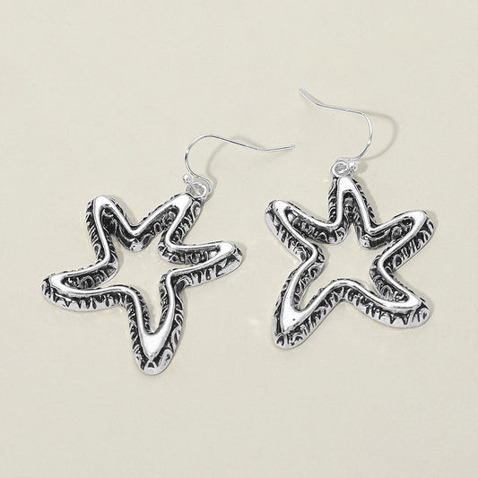 Madeline Love Antique Silver Antique Metal Open Starfish Drop Earrings