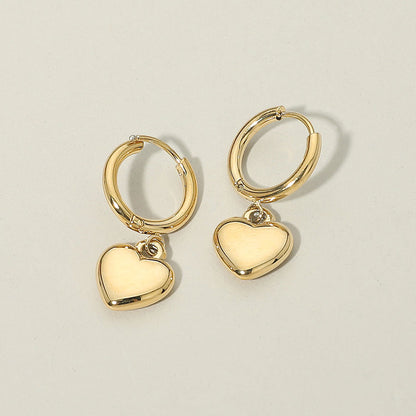 Madeline Love Gold Stainless Steel Heart Charm Drop Mini Huggie Hoop Earrings