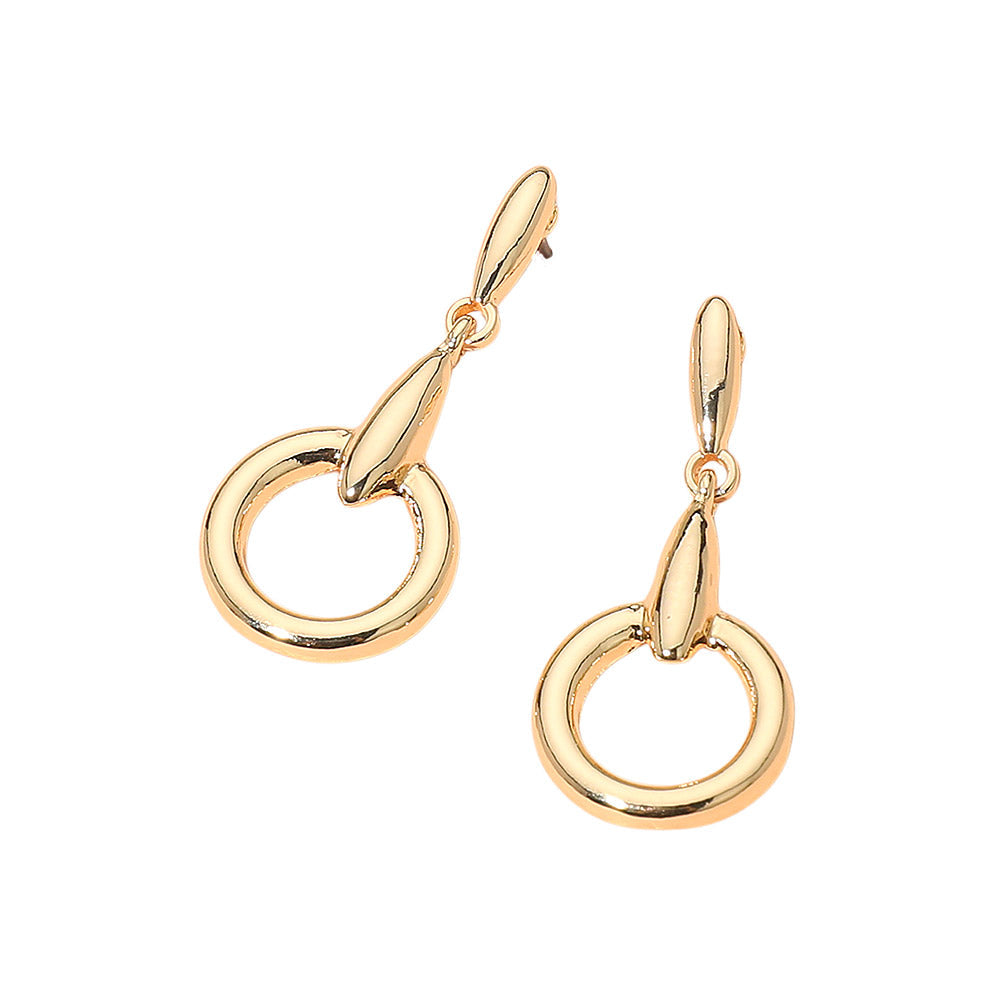 Madeline Love Gold Modern Circle Drop Earrings - desc