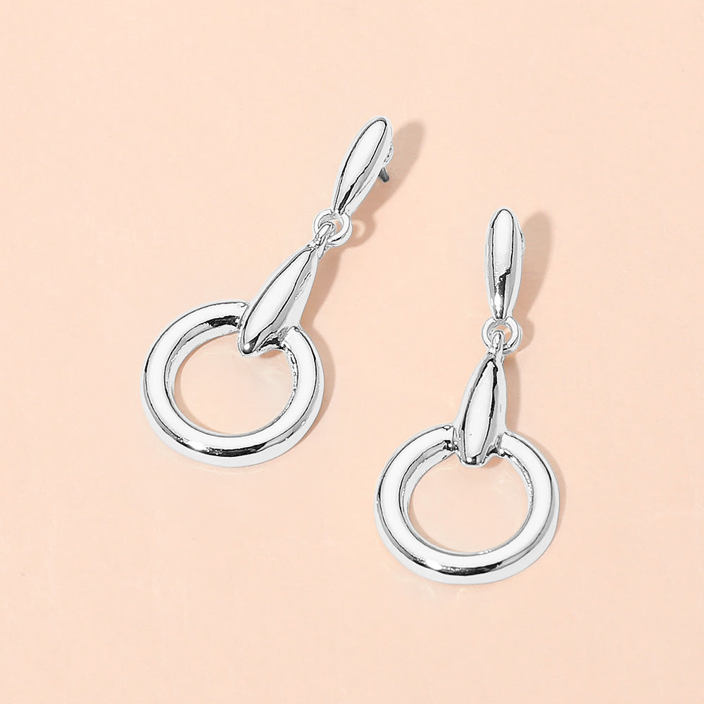 Madeline Love Rhodium Modern Circle Drop Earrings