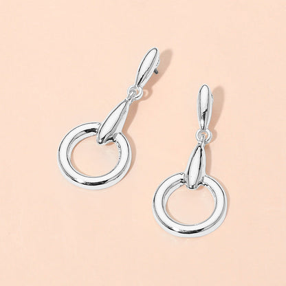 Madeline Love Rhodium Modern Circle Drop Earrings