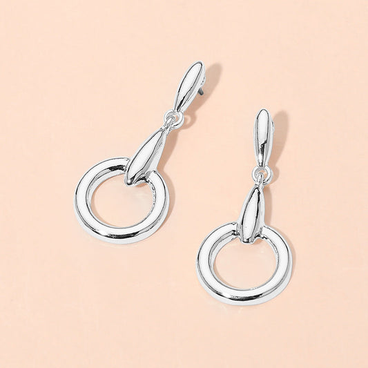 Madeline Love Rhodium Modern Circle Drop Earrings