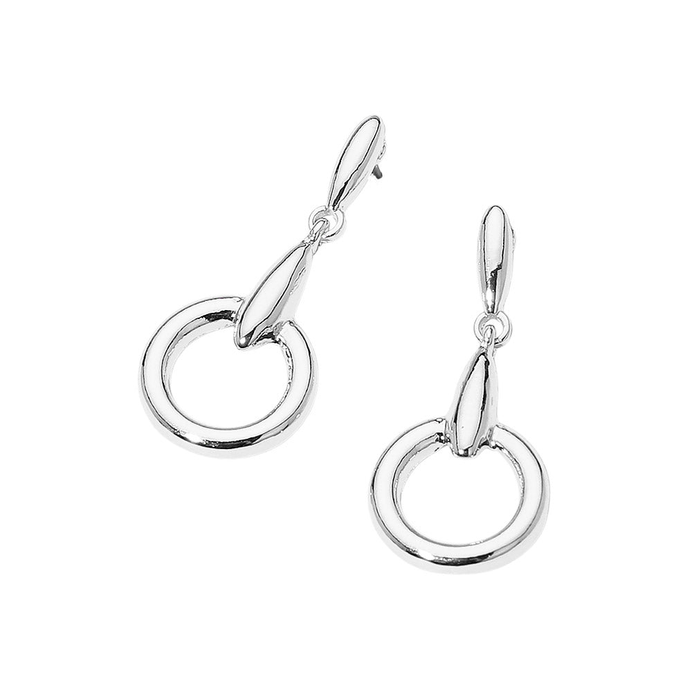 Madeline Love Rhodium Modern Circle Drop Earrings - desc