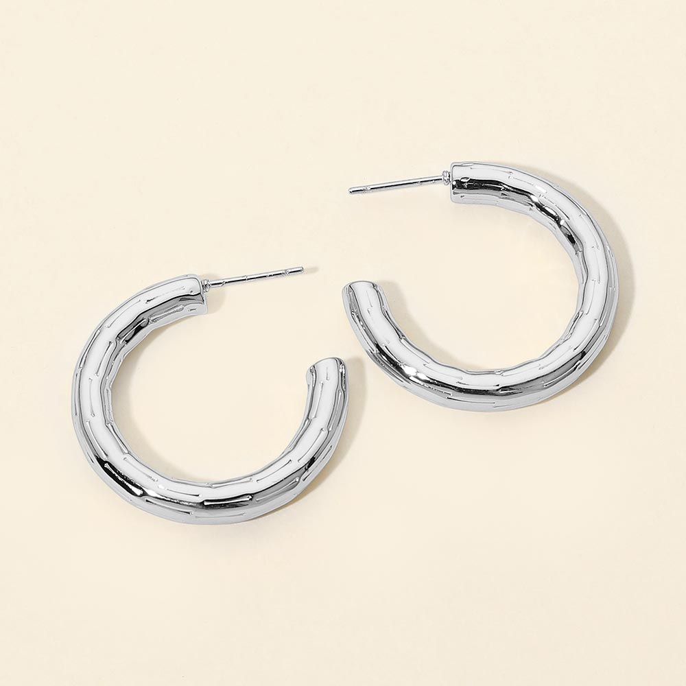 Madeline Love Silver Stainless Steel Chunky Hoop Earrings