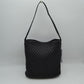 Woven Bucket Hobo Bag with Wide Shoulder Strap - Black - Hobo Bags