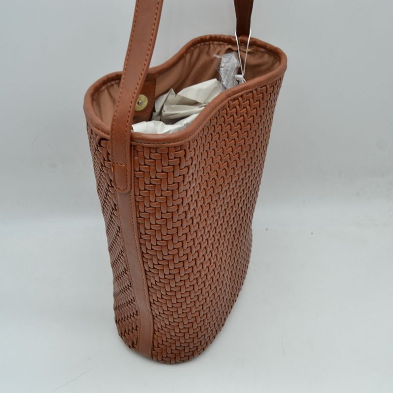Woven Bucket Hobo Bag with Wide Shoulder Strap - Hobo Bags
