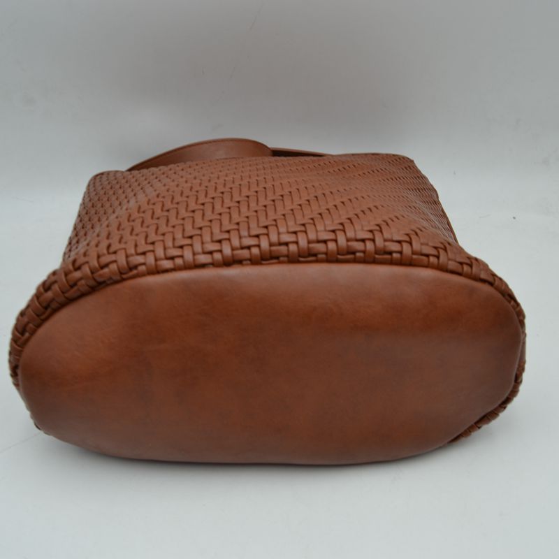 Woven Bucket Hobo Bag with Wide Shoulder Strap - Hobo Bags