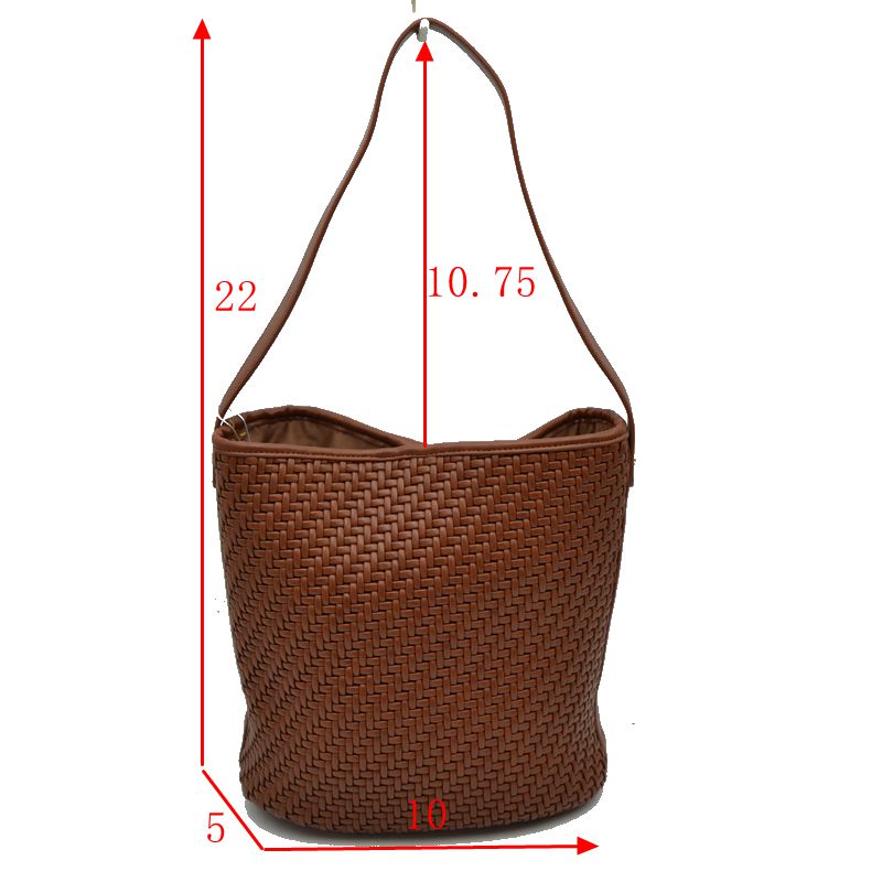 Woven Bucket Hobo Bag with Wide Shoulder Strap - Hobo Bags