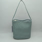 Woven Bucket Hobo Bag with Wide Shoulder Strap - Dark Blue - Hobo Bags