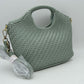 Woven Basket Weave Top-Handle Crossbody Bag and Handbag with Adjustable Strap - Sea Green - Crossbody Bag