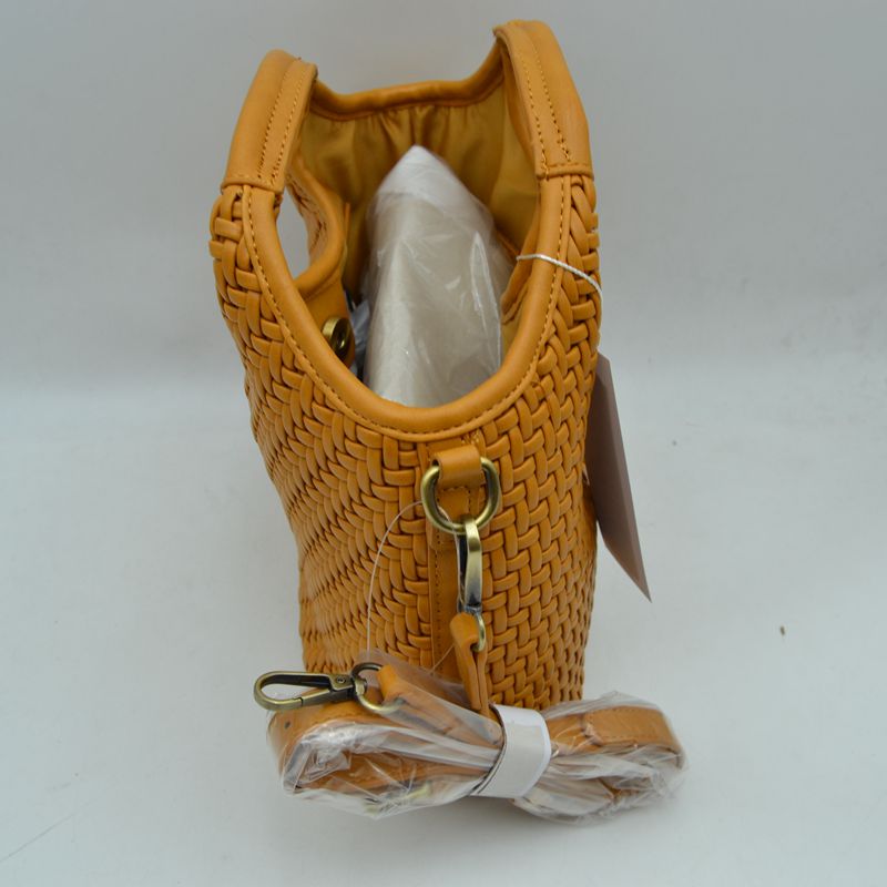 Woven Basket Weave Top-Handle Crossbody Bag and Handbag with Adjustable Strap - Crossbody Bag