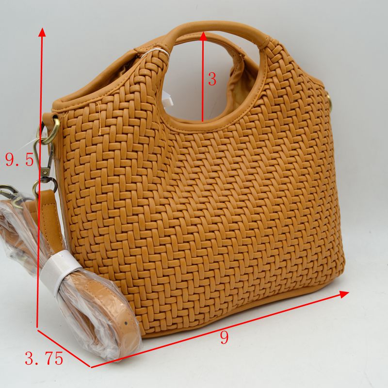 Woven Basket Weave Top-Handle Crossbody Bag and Handbag with Adjustable Strap - Crossbody Bag