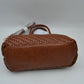 Woven Mini Tote Bag with Rounded Top Handles and Detachable Strap - Darkblue - Tote Bag