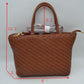 Woven Mini Tote Bag with Rounded Top Handles and Detachable Strap - Darkblue - Tote Bag