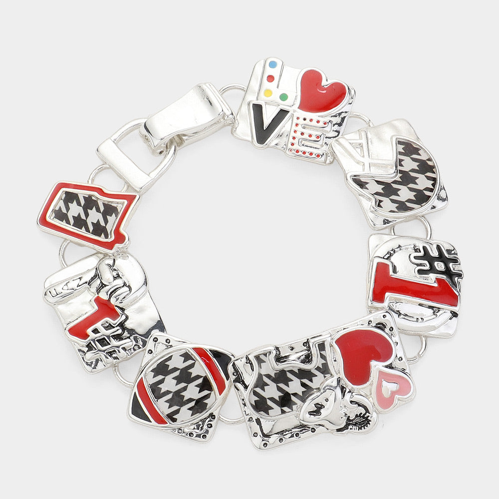 Madeline Love Antique Silver, Multi No.1 Heart Enamel Metal Magnetic Bracelet - Bracelets