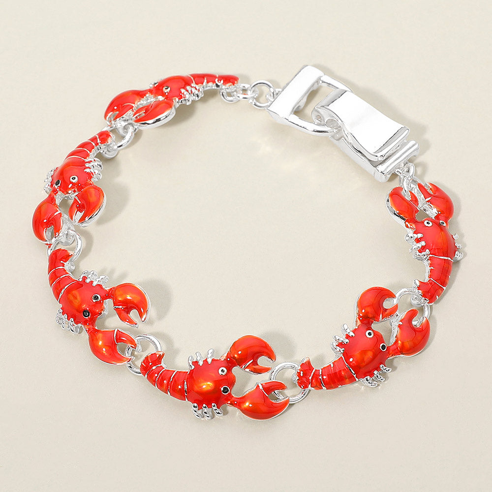 Madeline Love Pink, Silver Lobster Charm Link Magnetic Bracelet - Jewelry