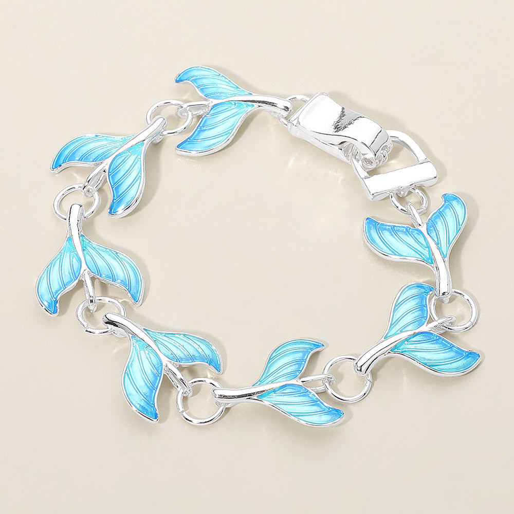Madeline Love Blue, Silver Mermaid Tail Charm Link Magnetic Bracelet - Jewelry
