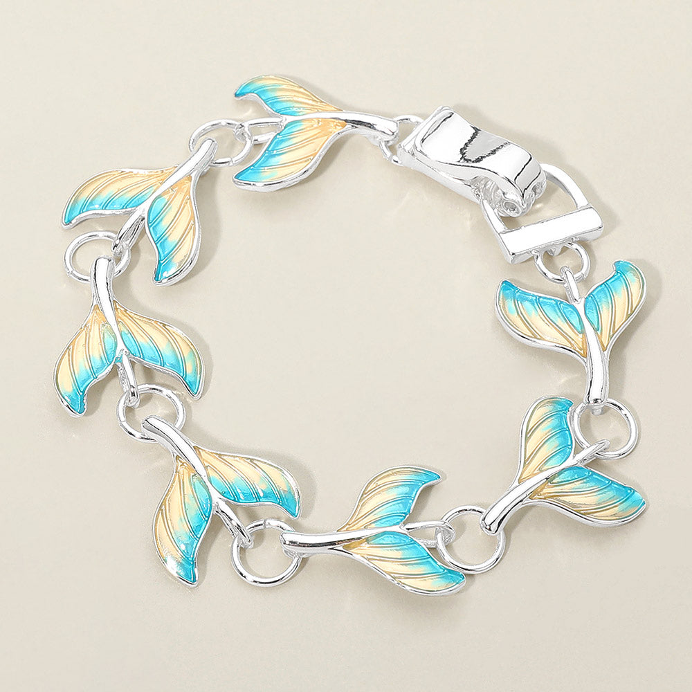 Madeline Love Multi, Silver Mermaid Tail Charm Link Magnetic Bracelet - Jewelry