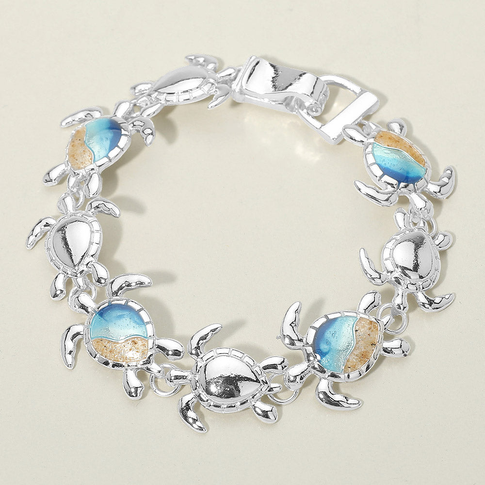 Madeline Love Multi, Silver Sea Turtle Charm Link Magnetic Bracelet - Jewelry
