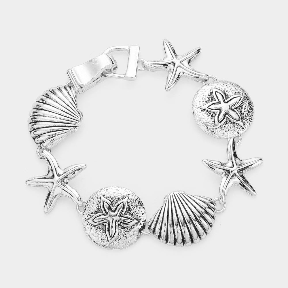 Madeline Love Antique Silver Starfish Shell Magnetic Bracelet - Bracelets