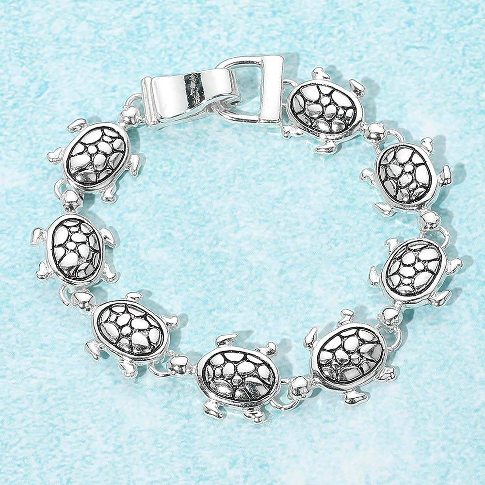 Madeline Love Antique Silver Antique Metal Turtle Link Magnetic Bracelet - Bracelets