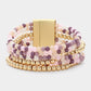 Madeline Love Multi, Purple Multi Beaded Layered Magnetic Bracelet - Bracelets