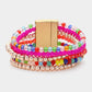 Madeline Love Fuchsia, Multi Multi Beaded Layered Magnetic Bracelet - Bracelets