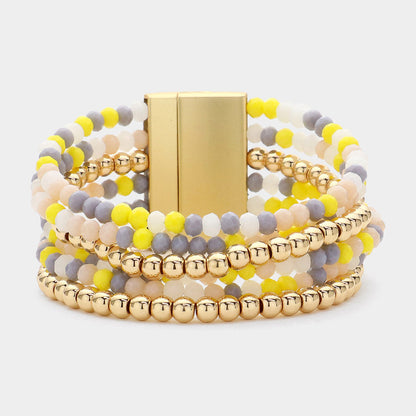 Madeline Love Multi, Yellow Multi Beaded Layered Magnetic Bracelet - Bracelets