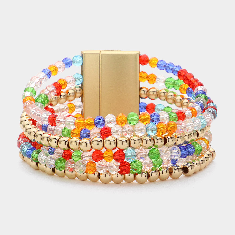 Madeline Love Multi Multi Beaded Layered Magnetic Bracelet - Bracelets