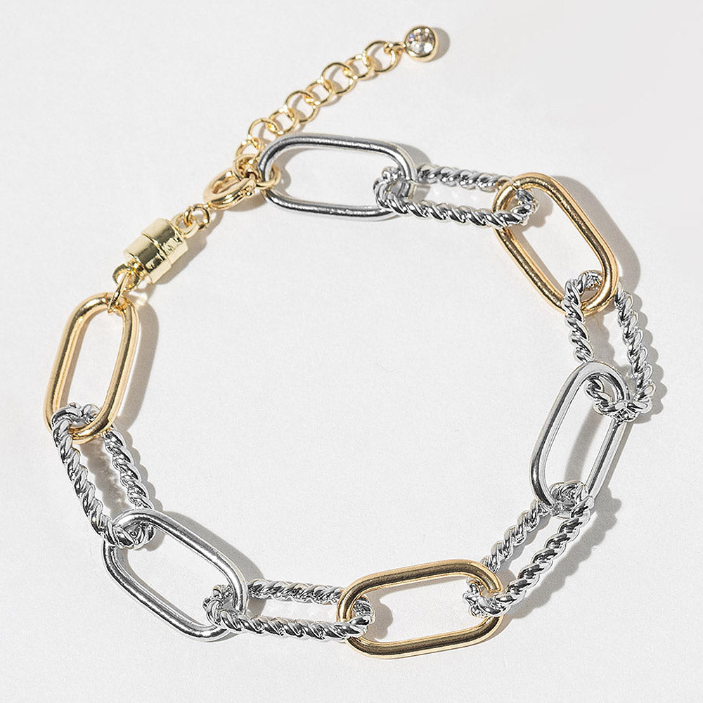 Madeline Love Two Tone Gold Dipped Two Tone Mixed Chain Link Bracelet