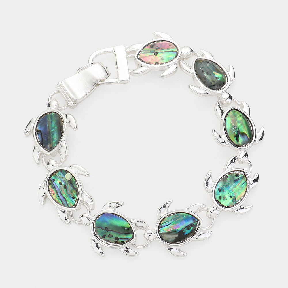 Madeline Love Abalone, Silver Abalone Turtle Link Magnetic Bracelet - Bracelets