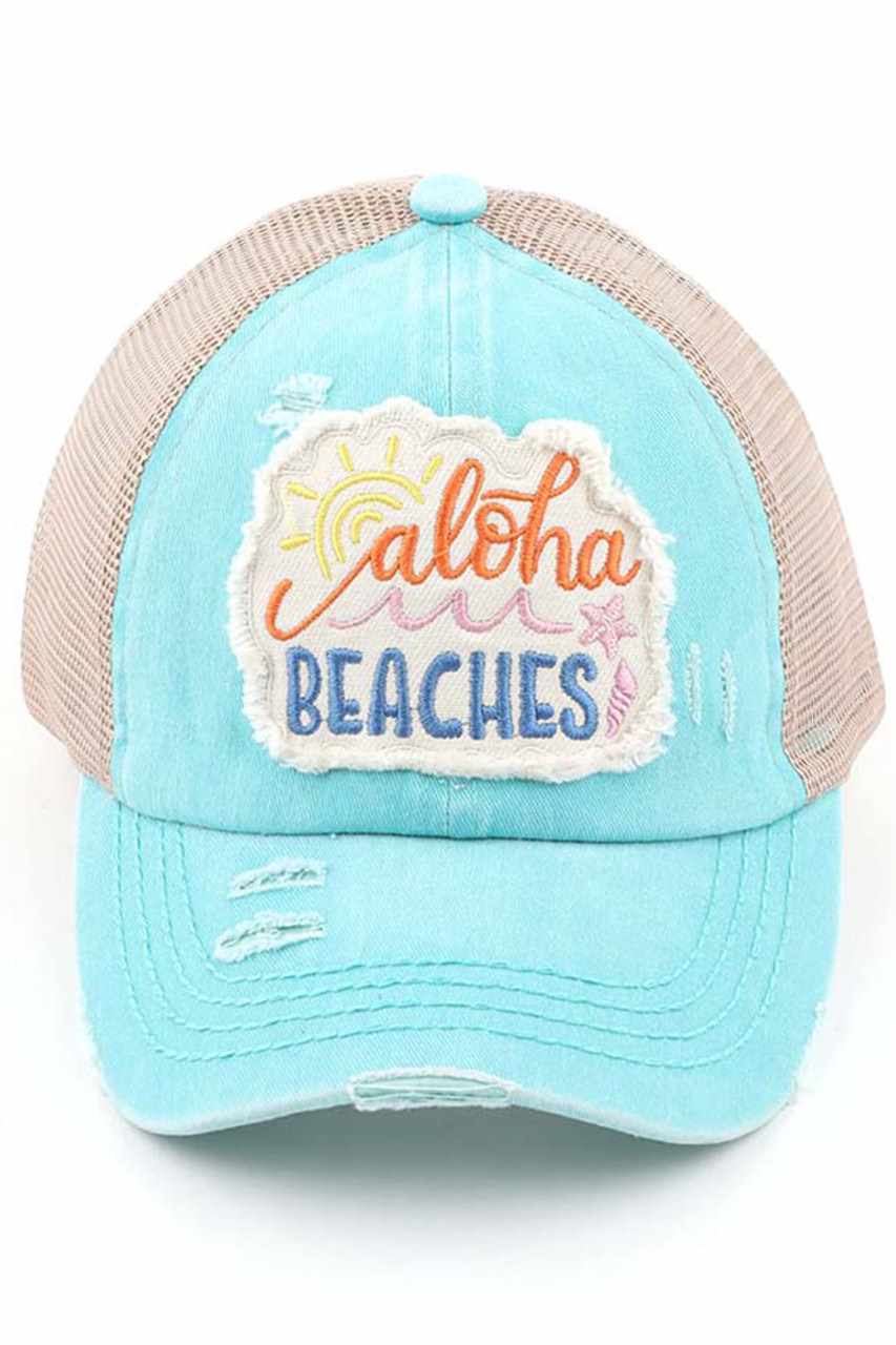 C.C DISTRESSED ALOHA BEACHES PATCH PONYCAP - Mint - Pony Cap