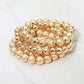 Madeline Love Gold 4PCS - Textured Metal Ball Beaded Stretch Multi Layered Bracelets