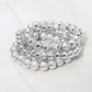 Madeline Love Rhodium 4PCS - Textured Metal Ball Beaded Stretch Multi Layered Bracelets