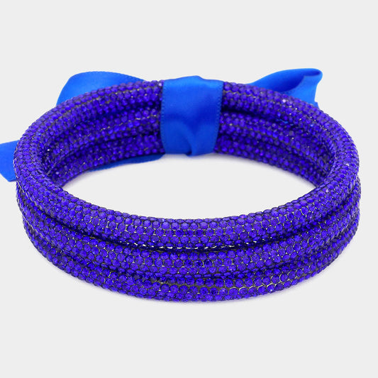 Madeline Love Royal Blue 3PCS - Rhinestone Pave Bangle Layered Bracelets