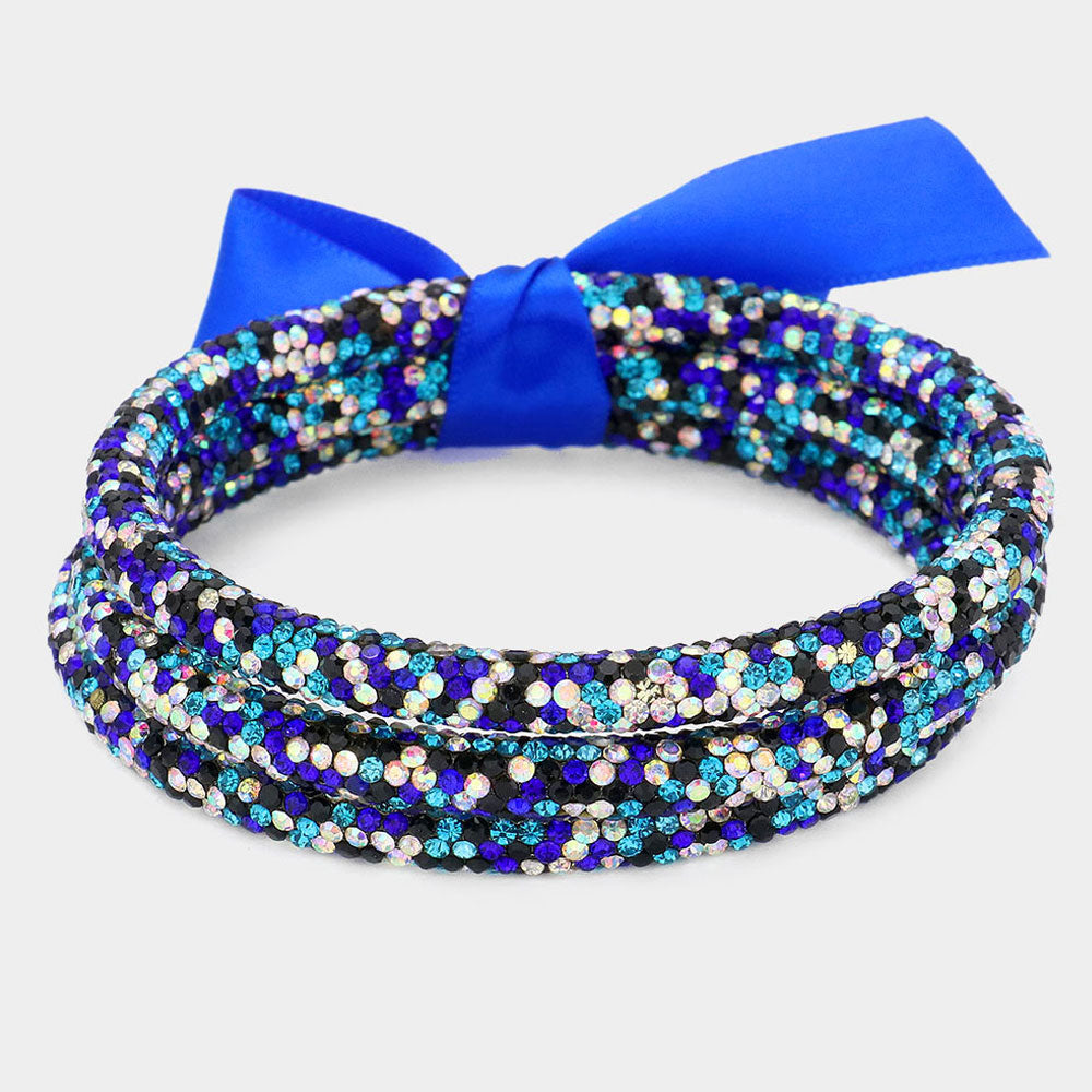 Madeline Love Blue, Multi 3PCS - Rhinestone Pave Bangle Layered Bracelets