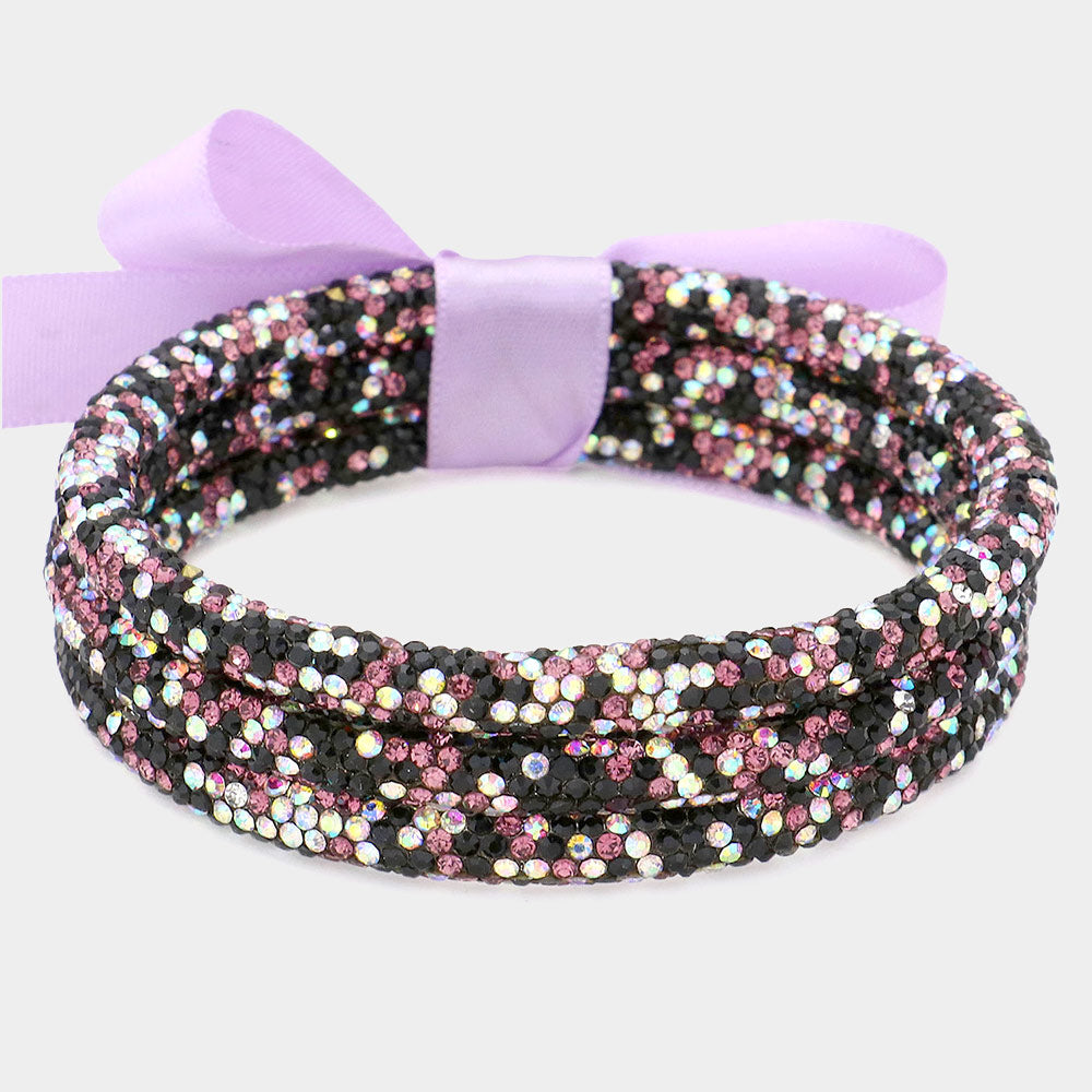 Madeline Love Amethyst , Multi 3PCS - Rhinestone Pave Bangle Layered Bracelets