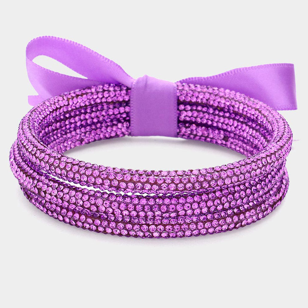 Madeline Love Violet 3PCS - Rhinestone Pave Bangle Layered Bracelets