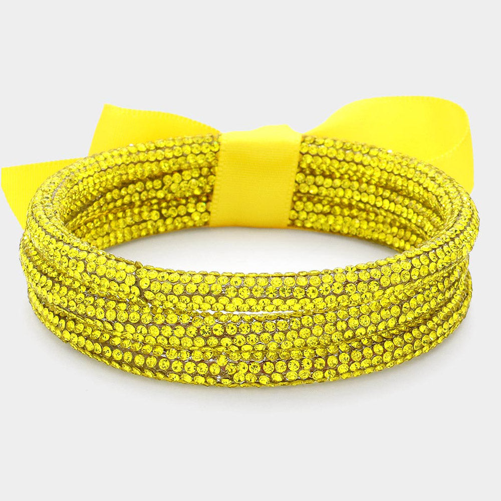 Madeline Love Yellow 3PCS - Rhinestone Pave Bangle Layered Bracelets