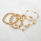 Madeline Love Gold 5PCS - Faceted Polished Ball Bar Beaded Stretch Multi Layered Bracelets - desc